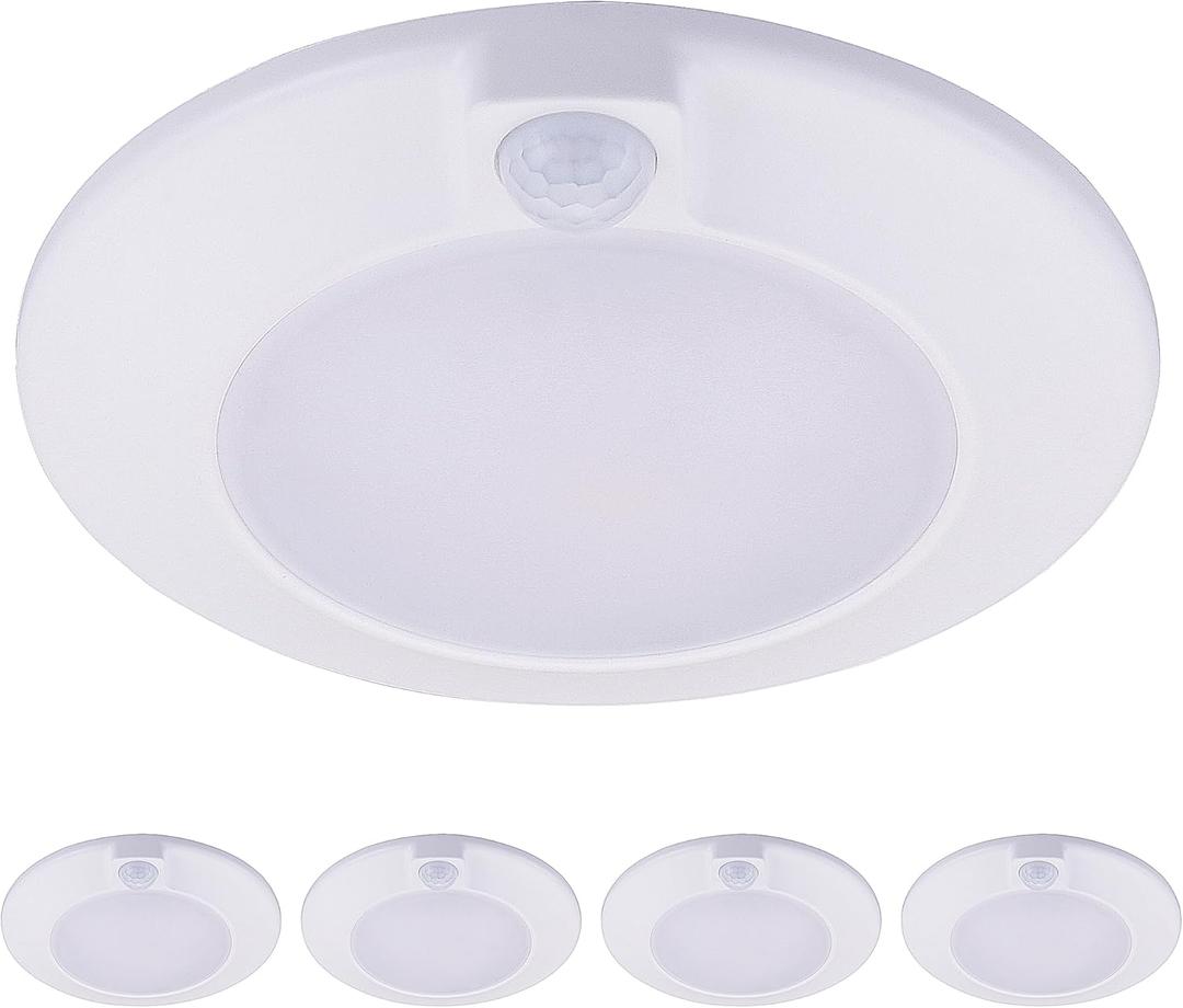 CLOUDY BAY [4 Pack] Motion Sensor Ceiling Light Indoor,120V CRI90 10W 5000K Bright Day Light,6.5 inch LED Flush Mount Ceiling Lighting Fixture for Garage,Walk-in Closet,Attic,Pantry Wet Location