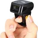 Eyoyo 1D Wireless Ring Barcode Scanner, Compatible with Bluetooth Function & 2.4GHz Wireless & Wired Connection, Portable Wearable Mini Finger Bar Code Reader Work with Windows, Mac OS, Android 4.0+,