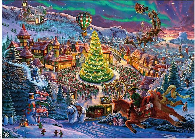 Christmas Village Advent Calendar Puzzles for Adults 1000 Pieces Winter Beautiful Scenic, Christmas Advent Countdown Jigsaw Puzzles, Xmas Holiday Tree Nutcracker Snowman Puzzle 2 Boxes