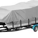 Pontoon Boat Cover 21-24 ft, 21 22 23 24 Foot Waterproof Pontoon Cover, 1200D Heavy Duty Canvas 21' 22' 23' 24' Pontoon Boat Cover with Motor Cover, Gray