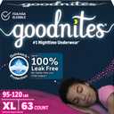 Goodnites Girls' Nighttime Bedwetting Underwear, Size Extra Large (95-120 lbs), 63 Ct (3 Packs of 21), Packaging May Vary