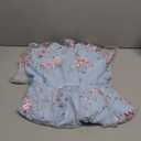 IWEMEK Women Spaghetti Strap Floral Lace Bridesmaid Cocktail Party Dress Cold Shoulder Ruffle Sleeve Wedding Guest Prom Dress (Medium, Light Blue)