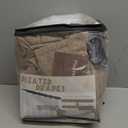 Pinch Pleat 60 Inch Wide Semi Sheer Curtains 102 Inches Long for Dining Room, Dark Flax Memory Trained Natural Thick Linen Light Filtering Aesthetic Windows Curtain & Drapes with Back Tab 2 Panels Set