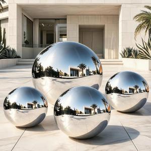 4PCS Silver Inflatable Mirror Ball Set for Events with Pump - Big Shinny Disco Balls Reusable PVC for Stage, Mall & Large Events | Also Great for Home Party, Wedding & Birthday