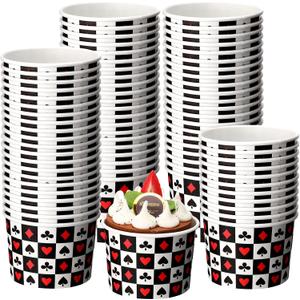 Funnymoom 50 Pack Casino Ice Cream Cups 9 oz Poker Disposable Dessert Bowls Paper Soup Bowls Playing Card Snack Cups for Hot or Cold Food for Las Vegas Game Night Casino Birthday Party Supplies