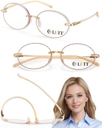 LUFF Reading Glasses for Women Men,3Pack Stylish Reader Glasses Blue Light Rimless Computer Reader Lightweight Anti Eyestrain