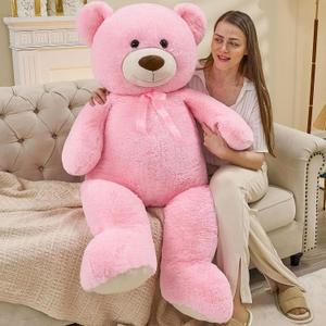 Toys Studio 51 inch Giant Teddy Bear Pink Stuffed Bear Plush for Girls, Pink Teddy Bear for Baby Shower Gender Reveal Decorations Valentine's Day Christmas Mother's Day