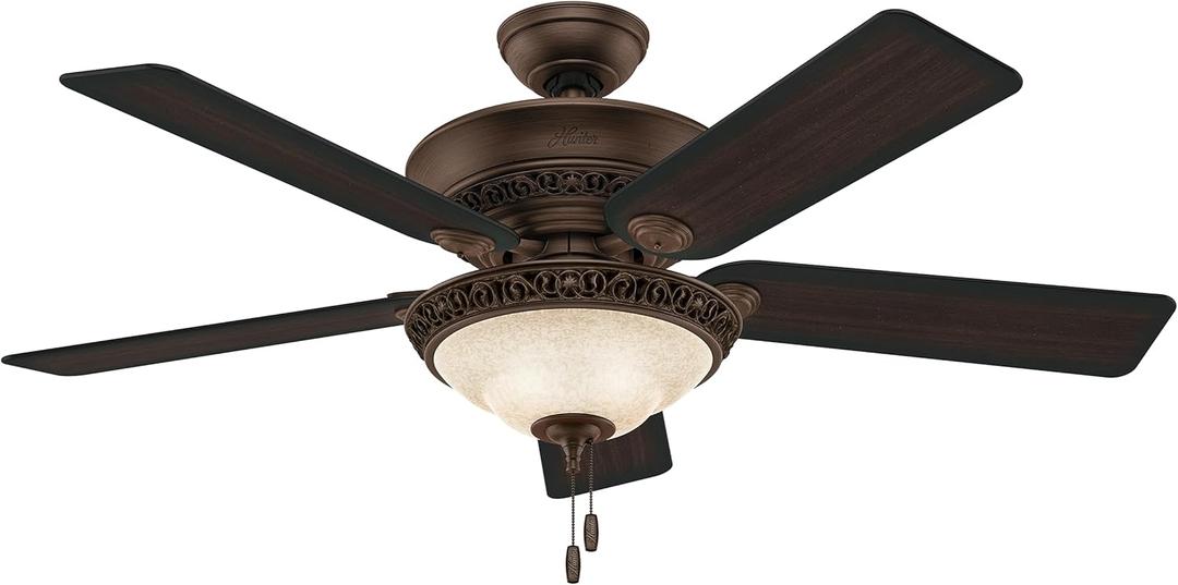 Hunter Fan Company Italian Countryside Indoor Ceiling Fan with LED Lights and Pull Chain Control, p.a. cocoa, 52 (53200)