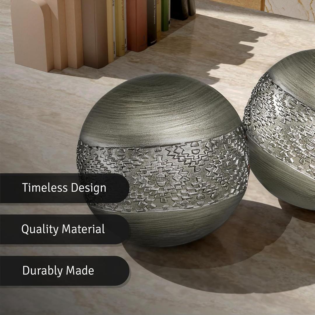 Creative Scents Dublin Silver 3” Decorative Balls - Set of 2 Decorative Balls for Bowls and Vases, Decorative Orbs, Premium Home Decor Vase Filler, Spheres for Coffee Table Decor, Dining, Living Room Creative Scents Dublin Silver 3” Decorative Balls - Set of 2 Decorative Balls for Bowls and Vases, Decorative Orbs, Premium Home Decor Vase Filler, Spheres for Coffee Table Decor, Dining, Living Room