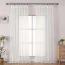 OWENIE Ivory Pinch Pleated Sheer Curtains 90 Inches Long for Bedroom Living Room, Modern Soft Airy Solid Light Filtering Window Curtains, Pinch Pleated Sheer Window Treatments, Ivory, Each 40x90 Inch