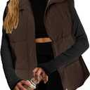 Zeagoo Women Puffer Vest Lightweight Stand Collar Sleeveless Winter Warm Zip Up Padded Outerwear Jackets with Pockets Large (Dark Brown)