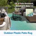 Wonnitar Waterproof 9x12 Outdoor Rug - Blue Yellow Gradient Geometric Patio Rug, Extra Large Plastic Straw Carpet for Balcony Beach Garden Deck, Reversible Outdoor RV Camping Mat