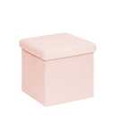 PINPLUS Storage Ottoman Cube Square Shaped Ottomans with Storage Foot Stool Footrest for Lving Room Boucle Ottoman Seat for Dorm Room,Faux Teddy Fur Pink,15"x15"x15"