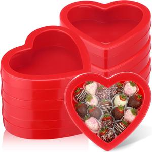 Wesiti 6 Pcs Small Heart Shaped Boxes with Window Valentine's Day Gift Boxes Plastic Storage Container for DIY Projects Presents Candy Jewelry Mother's Day Gifts(Red)