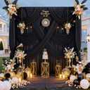 10 ft x 7 ft Wrinkle Free Black Backdrop Curtain for Parties, Polyester Black Photo Backdrop Drapes for Graduation Birthday Wedding Party Stage Curtains, Background Curtains for Backdrop Stand