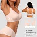 Vertvie Women Seamless Jelly Bras No Underwire Supportive Wireless Push Up Full Coverage Bralette Comfy Scalloped T-Shirt Bra (Beige, XL)