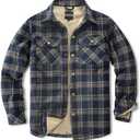 Puwasa Men's Sherpa Lined Cotton Flannel Shirt Jacket Plaid Button Up Jacket Coat for Men with Pocket Size 2XL