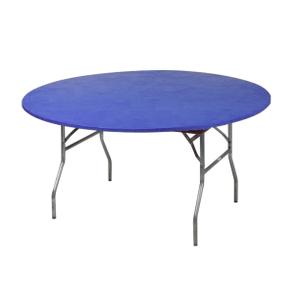 Kwik-covers 60pkb Round Plastic Table Cover With Elastic Edging, Blue, 60"