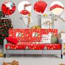 8 Pcs Christmas Patio Cushion Covers, Santa Claus Stretch Sofas Seat Covers for Home Indoor, Claus Printed Replacement Furniture Protector Slipcover for Christmas Decor, with Elastic Fixing Buckle