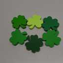 6 Pcs Wood Shamrock Decor, 3.03 x 3.14 Inches St Patricks Day Decor Tiered Tray Signs, 6 Style Green Shamrock Clover Leaf Tabletop Centerpiece, Saint Patricks Day Decorations for Home Mantle Kitchen