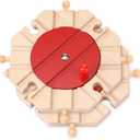 Syhood 2 Pcs Wooden Train Track Expansion Packs Wooden Train Accessories 8 Way Wood Track Turntables Compatible with Most Tracks Brick Bridge for Toys Christmas Favor