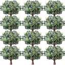 Janinka 60 Pcs Mixed Eucalyptus Leaves Stems Bulk Artificial Eucalyptus Leaves with White Seeds Artificial Silver Dollar Sprays Faux Oval for Floral Wreath Bouquets Wedding Greenery Decoration