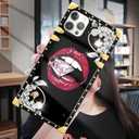 DAIZAG Compatible with iPhone 13 Mini Case,Diamond Flower Lips Metal Decoration Soft TPU Shockproof Anti-Scratch for Girl Womens Protective Cover for iPhone 13 Mini 5.4-inch