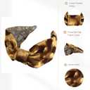 Velvet Headbands for Women Trendy Light Brown Floral Print Wide Top Knotted Headband for Womens Fashion Thick Boho Vintage Hair Accessories for Girls (1 Count (Pack of 1))