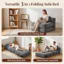 Folding Sofa Bed, Convertible Sleeper Chair with Pillow Foldable Mattress with Back Support, Portable Fold Out Chair Bed Comfy Floor Couch Lounge for Living Room Bedroom Apartment Single