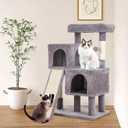 FDW Cat Tree for Indoor Cats 36 Inches Cat Tower Multi-Level Indoor Cat Play Condo House with Scratching Posts, Spacious Perch, Sisal Posts and Dangling Toys (Ashy)