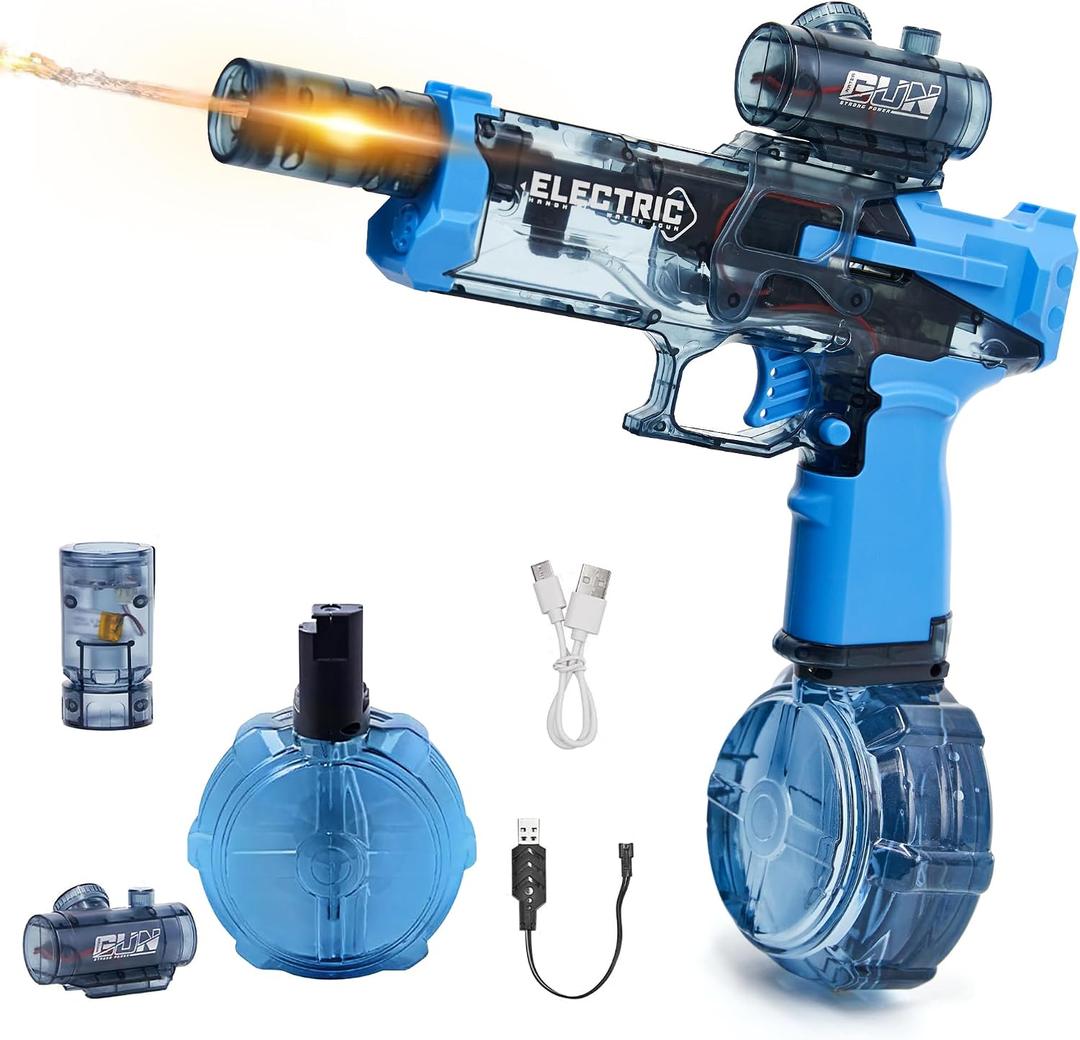Electric Water Gun for Adults Kids: Powerful Squirt Gun, Automatic high Powered Pressure Blaster watergun with Realistic Led Muzzle Flame,28-32 FT RangePerfect Summer Gift Toys for Age 8-12
