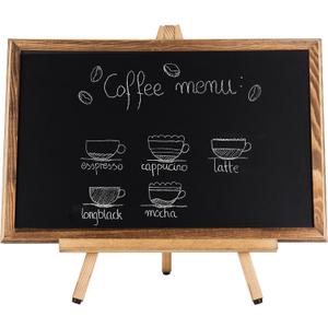 MyGift 18-Inch Burnt Wood Erasble Chalkboard Sign with A-Frame Easel Stand, Tabletop Menu Board, Wedding and Events Chalboard Signage
