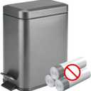 Homie Soft Close, Slim Trash Can 1.6 Gallon with Anti - Bag Slip Liner and Lid, Use as Mini Garbage Basket, Slim Dust Bin, or Decor in Bathroom, Restroom, Kitchen, or Bedroom (Graphite Gray)