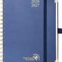 POPRUN 2026-2027 Academic Year Weekly and Monthly Planner Calendar,Jul 2026 - Jun 20276.25" x 8.5",Daily Agenda Book & Appointment Book with Hourly Schedule, Tabs, Hardcover, School and Office Supplies - Light Yellow (Navy Blue)