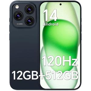 X16 PROMAX Unlocked Cell Phone,RAM 12GB+512GB ROM,Snapdragon888, 6.7 FHD Screen,48+108MP Camera,Android 14 Unlocked Phones, Battery 5000mAh,Dual SIM, WiFi/Bluetooth/GPS
