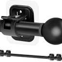 Curtain Rods No Drilling for Windows Set 30 to 45 Inch,5/8 Inch Diameter Drapey Pole with No Drill Curtain Rod Brackets,Renter Friendly Cortineros Para Ventanas with Adhesive Holder Hook (Black)