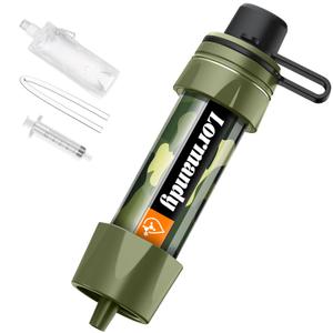 Straw Water Filter - Portable Water Purifier, Water Filtration System, Reusable Water Straw Purification - Outdoor Emergency and Survival Gear for Hiking, Camping Accessories and Travel (1 PCS, Green)