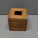 Rattan Tissue Box Cover Natural Woven Facial Napkin Holder Square (Natural, 5.5x5.5x5.9 Inch)