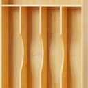 Bellsal Utensil Organizer 10 Inch Silverware Tray for Drawer Utensil Holder Cutlery Organizer Kitchen Drawer Organizer 5 Compartment Small Narrow Bamboo (Natural)