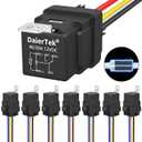 DaierTek 8 Pack 12V Relay with Built-in Diode & 12 AWG Harness Socket 30A/40A Heavy Duty SPDT 5 Pin Relay Waterproof for Car Marine Boat