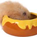 Guinea Pig Food Bowl Hamster Ceramic Water Dish Anti-Spill & Prevent Tipping Rabbit Feeding Bowl for Guinea Pig, Syrian Hamster, Bunny, Rat, Chinchilla, Squirrel, Small Animal (Honey Orange)