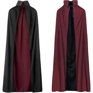 SZCXTOP Unisex Vampire Witch Stand Collar Cape, Women's Halloween Costumes Cosplay Masquerade Party Reversible Cloak (Red), L/59in for Adults