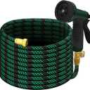 100FT Premium Garden Hose Ultra Lightweight Non-Expanding Design 100 FT Watering Hose with 10 Function Nozzle, Kink & Tangle-Free, Leakproof & Pressure Resistant for Yard/Lawn/Camping (Black&Green)