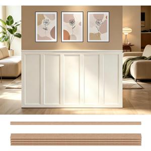 Paintable Board and Batten Wall Panel Kit 189x54 in MDF Accent Wainscoting Decorative Wall Panel 10 Pcs Wall Molding Trim for DIY Bedroom Kitchen Living Room Home Decor