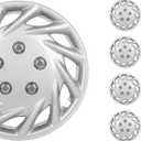 SCITOO Rust-Proof 14-Inch Silver Hubcaps 4-Pack, Quick fit for Various Vehicles, Beautiful Look