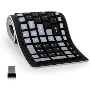 Sungwoo Wireless Silicone Keyboard, 2.4GHz Wireless, Foldable Rollup Keyboard, Waterproof, Dustproof and Lightweight, Perfect for PC, Notebook, Laptop and Travel(Black)