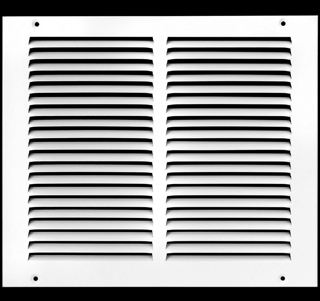 HVAC Premium 12'' x 8'' [Duct Opening] Flat Stamped Steel Return Air Grille - Sidewall and Ceiling - HVAC Vent Duct Cover - White [Outer Dimensions: 13.75''w X 9.75''h]