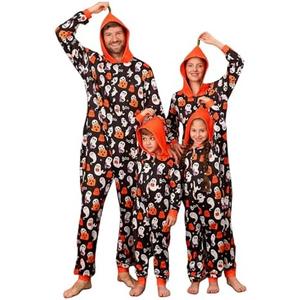 VNVNE Matching Halloween Onesie Pajamas for Family/Couples/Women/Men, Skeleton Holiday One Piece Adults Pjs Sleepwear, Size XL