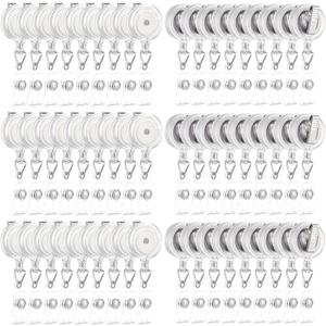 Mimorou 150 Pcs Clear Retractable Badge Reels Round ID Badge Holders Reels Clip with Alligator Swivel Clip for Nurses Volunteer School Office Supplies