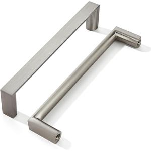 khtumeware 5 Pack 6-1/4 Inch(160mm) Brushed Satin Nickel Square Cabinet Pulls Kitchen Cabinet Handles Cabinet Hardware Drawer Pulls for Dresser Cupboard (6" Hole Center)